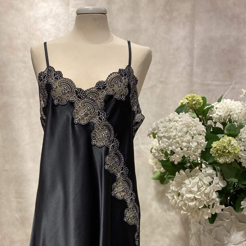 Women's Silky Nightgown With Venice Lace and Long Robe Set
